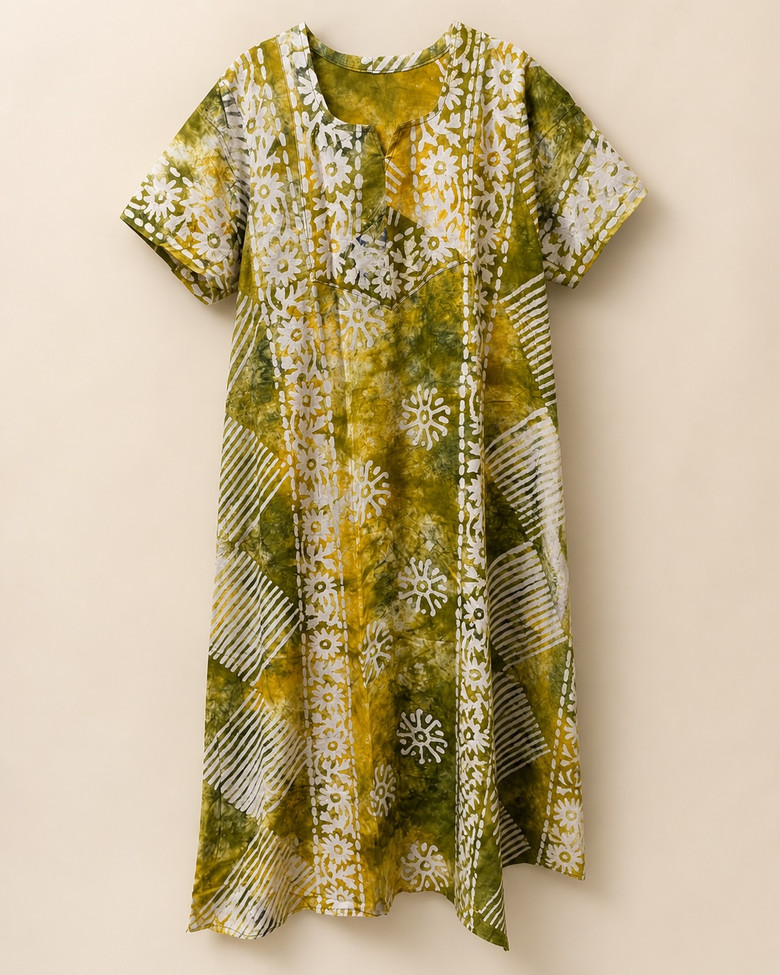 Olive Bloom Batik Long Nighty view 2