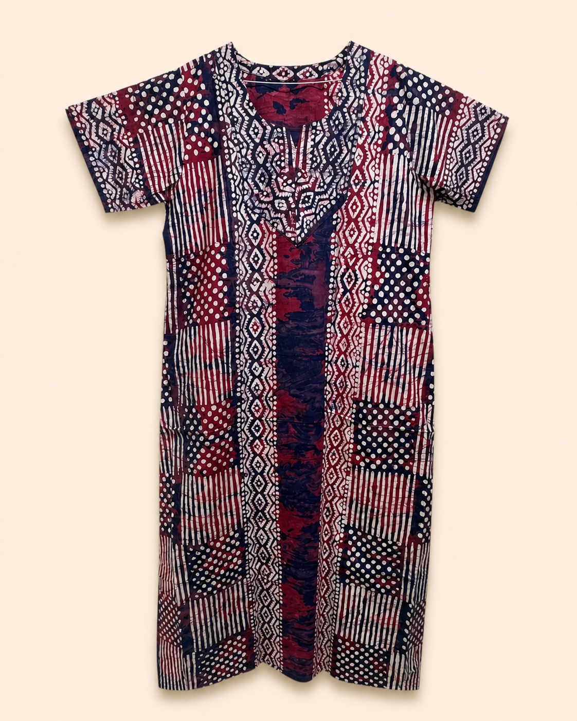 Indigo Patchwork Batik Long Nighty view 2