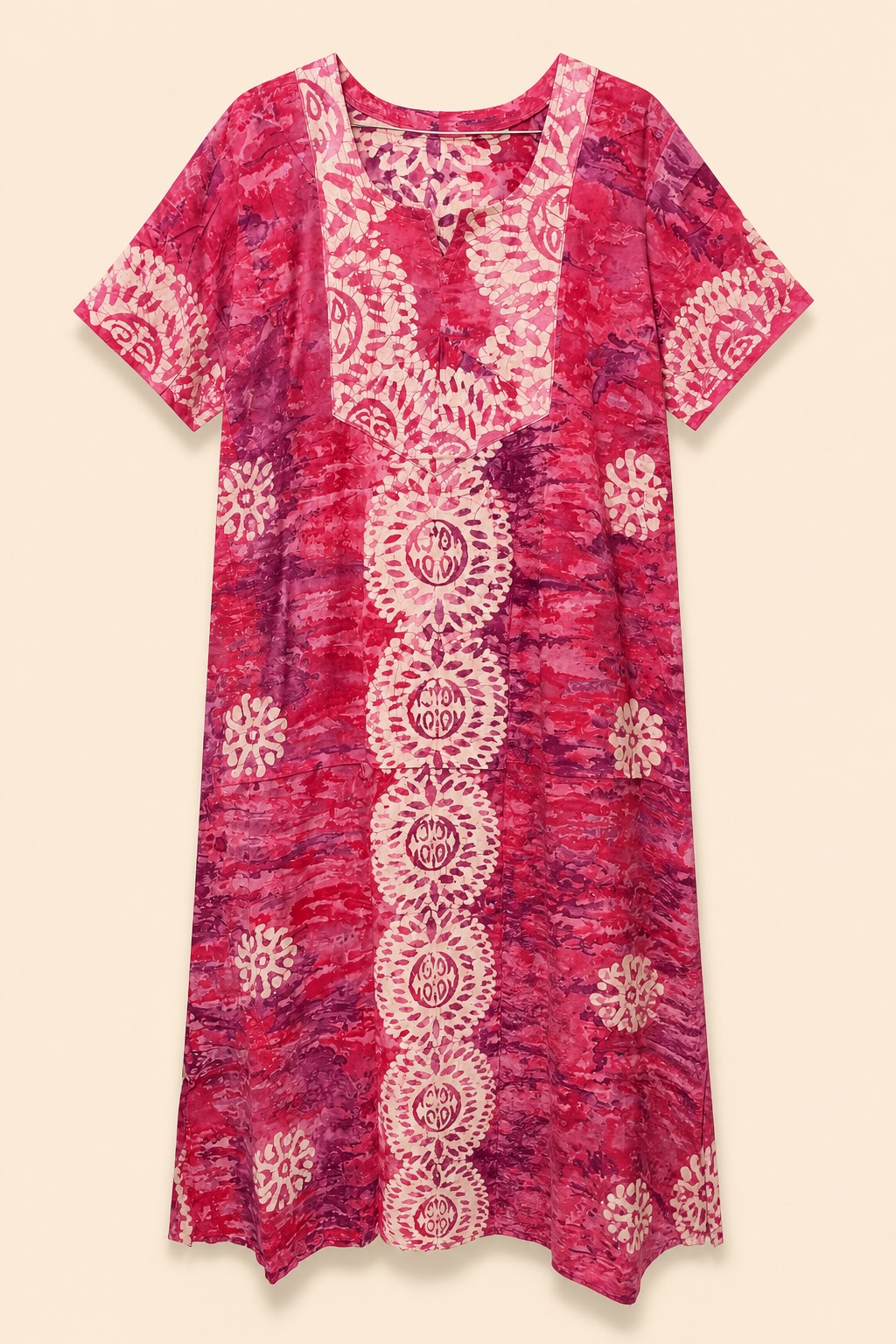 Fuchsia Medallion Batik Long Nighty view 2
