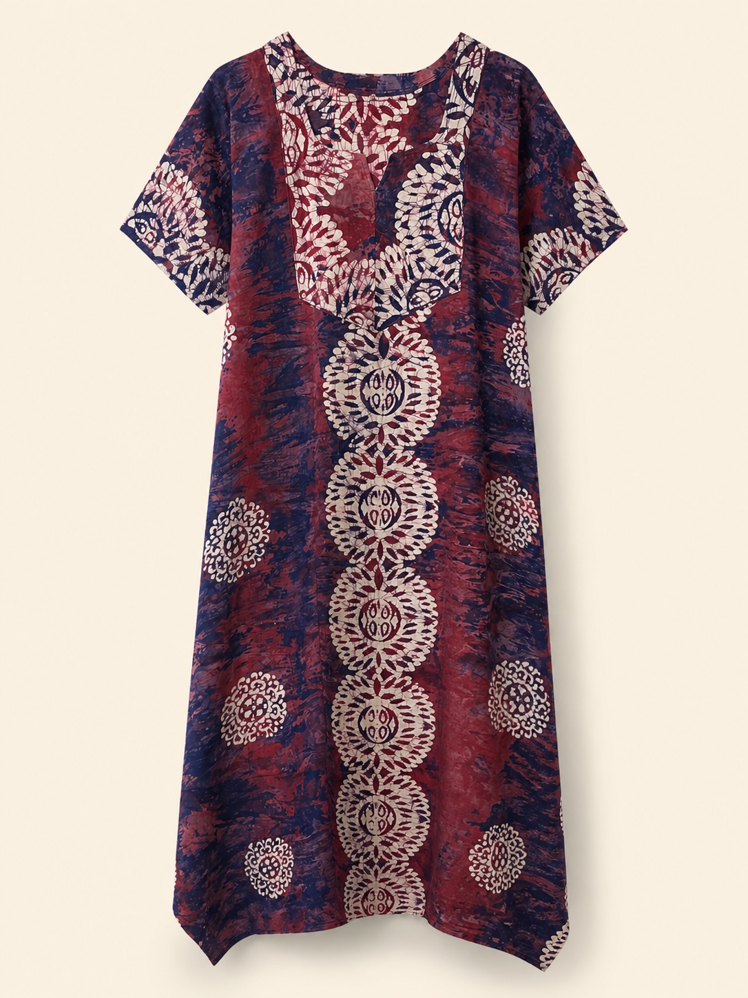 Plum Medallion Batik Long Nighty view 2