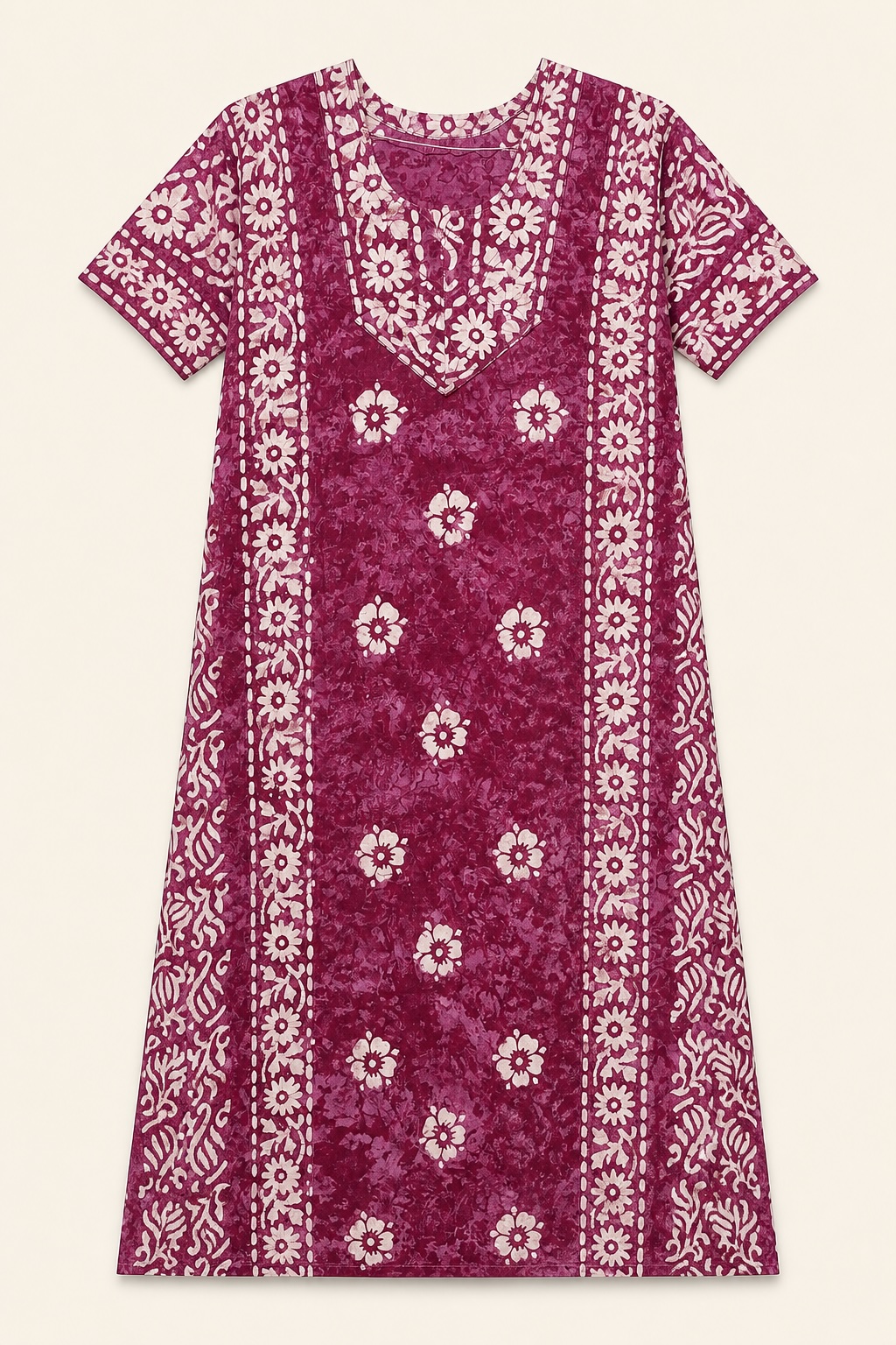 Raspberry Blossom Batik Long Nighty view 2